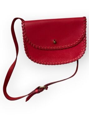 Madewell Whipstitch Belt Bag in lipstick red leather
